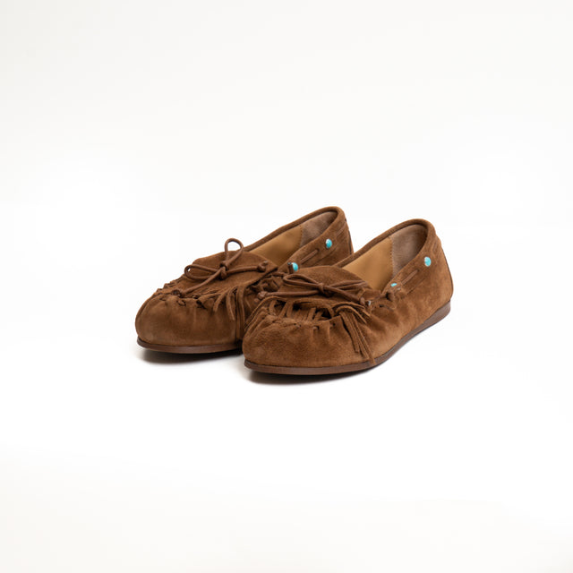 Ovyè-Mocassino scamosciato con frange - cuoio