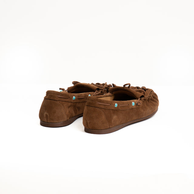Ovyè-Mocassino scamosciato con frange - cuoio