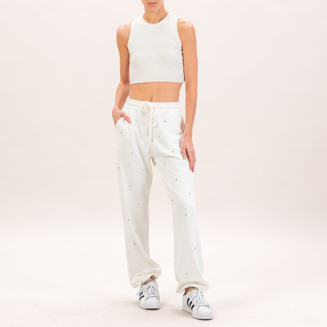 Zeroassoluto-Pantalone felpa con applicazioni - bianco