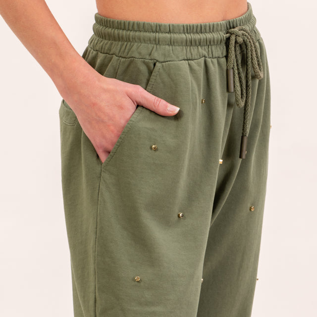 Zeroassoluto-Pantalone felpa con applicazioni - militare