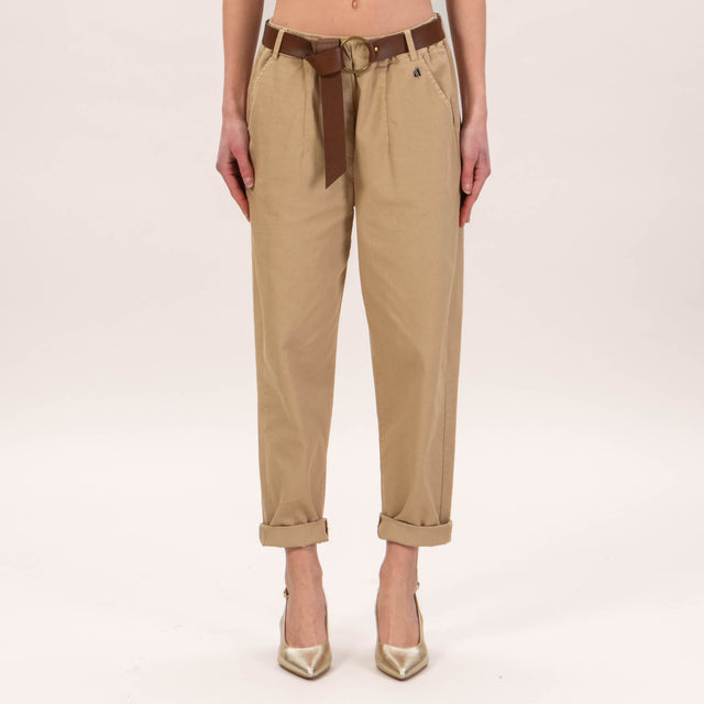 Dixie-Pantalone elastico con cintura - sabbia