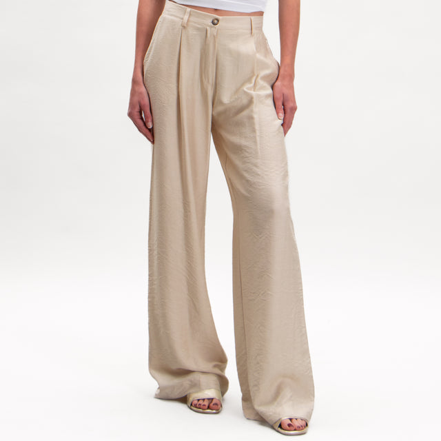 Dixie-Pantalone elastico dietro con pinces - sand