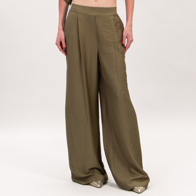 Dixie-Pantalone con pinces elastico dietro - militare