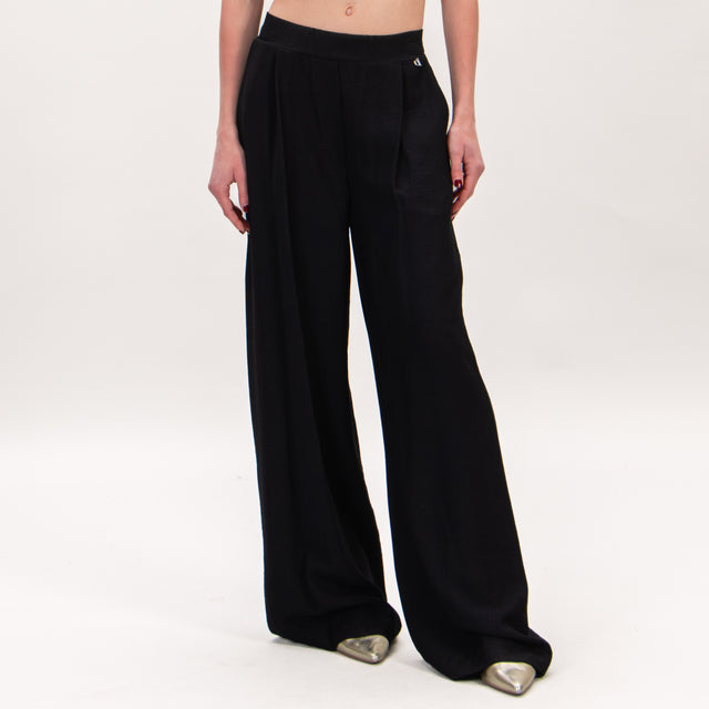 Dixie-Pantalone con pinces elastico dietro - nero