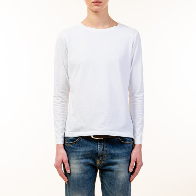Camiseta Zeroassoluto de algodón elástico, cuello redondo y manga larga, color blanco