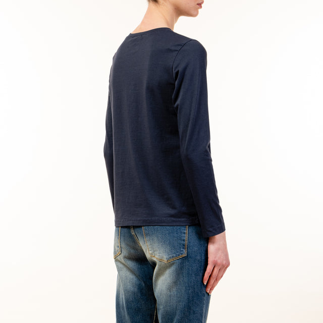 Zeroassoluto-T-shirt girocollo manica lunga - blu