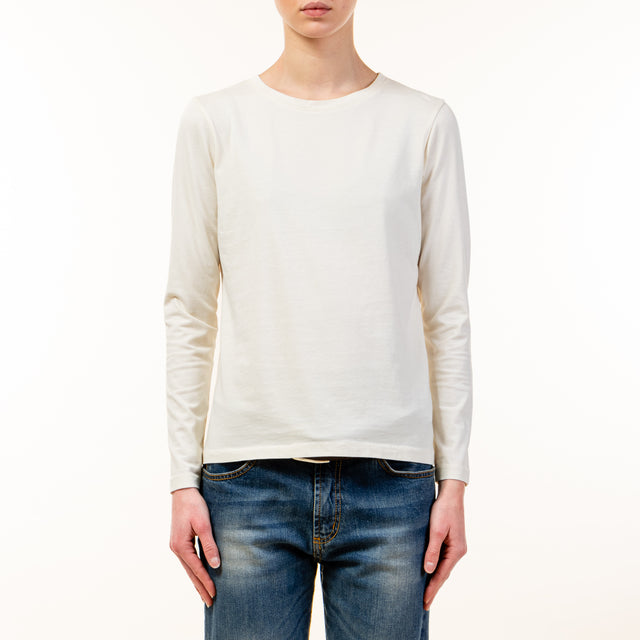 Zeroassoluto-T-shirt girocollo manica lunga - burro