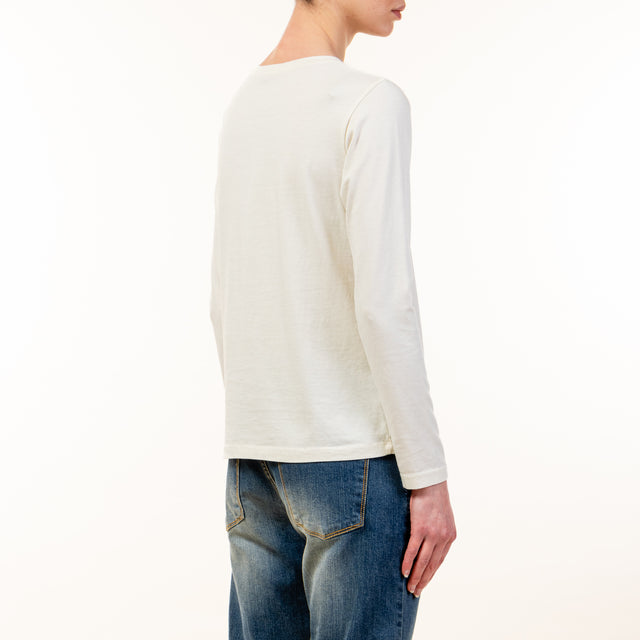 Zeroassoluto-T-shirt girocollo manica lunga - burro