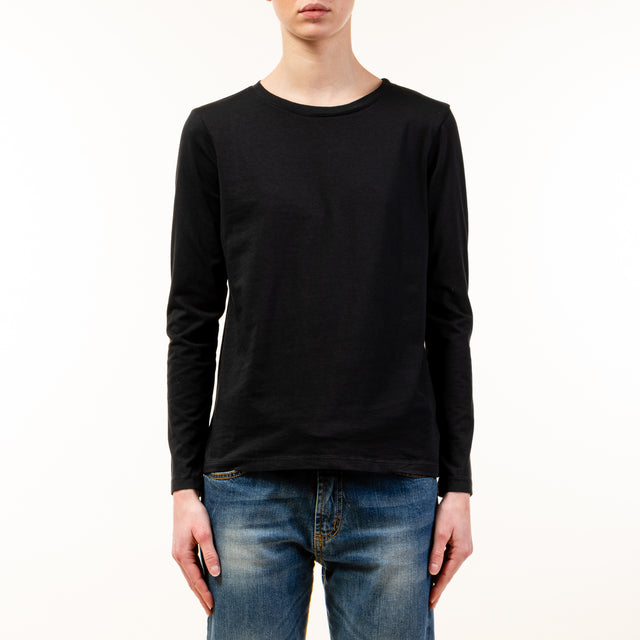 Zeroassoluto-T-shirt girocollo manica lunga - nero