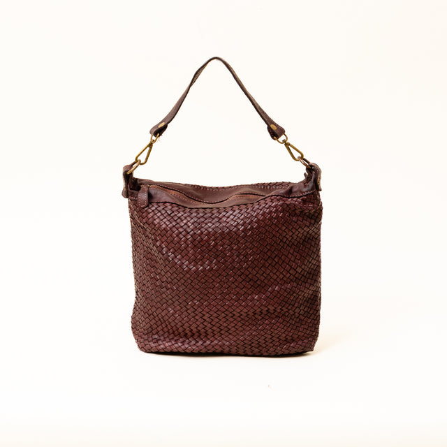 Zeroassoluto - Woven leather shoulder bag - burgundy