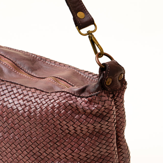 Zeroassoluto - Woven leather shoulder bag - burgundy