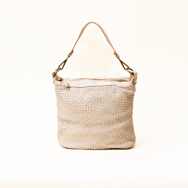 Zeroassoluto - Woven leather shoulder bag - chalk