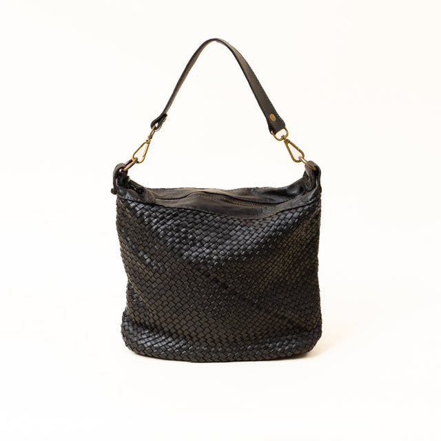 Zeroassoluto - Woven leather shoulder bag - black