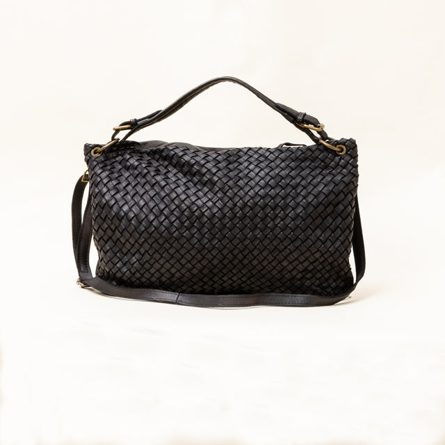 Zeroassoluto - Woven leather handbag - black
