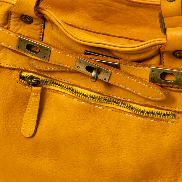 Zeroassoluto - Shopper in washed leather - Mustard
