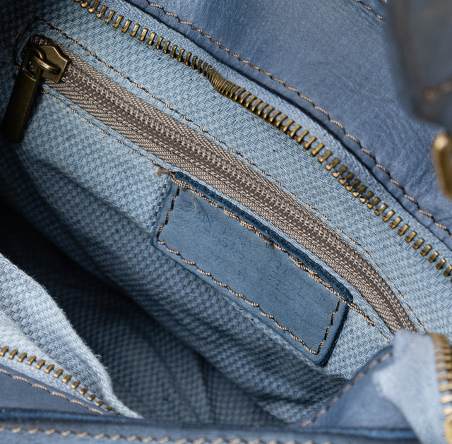 Zeroassoluto - Flap bag tolfa con borchie - jeans