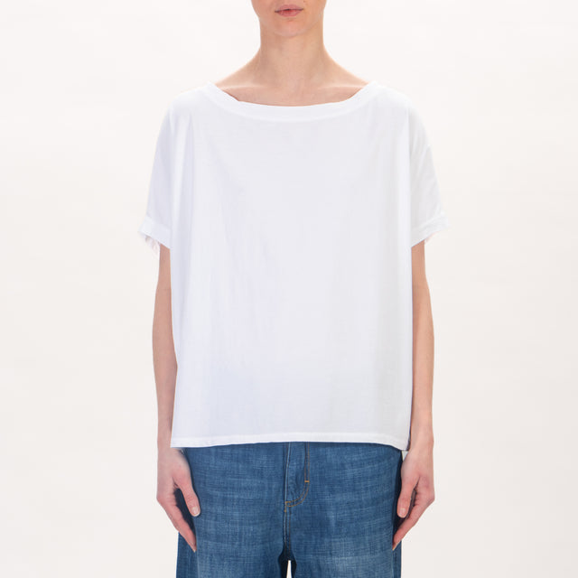 Zeroassoluto-T-shirt scatola in cotone  stone wash - bianco