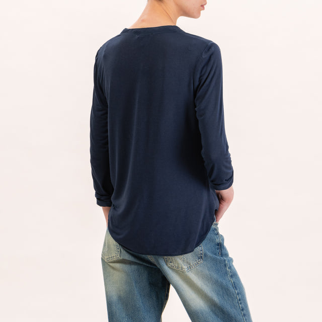 Zeroassoluto-Camicia chester doppio tessuto - blu