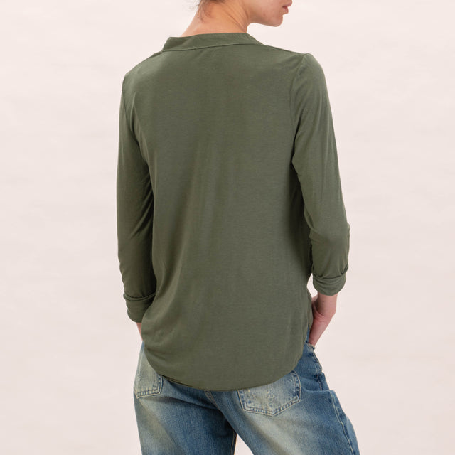 Zeroassoluto-Camicia chester doppio tessuto - militare
