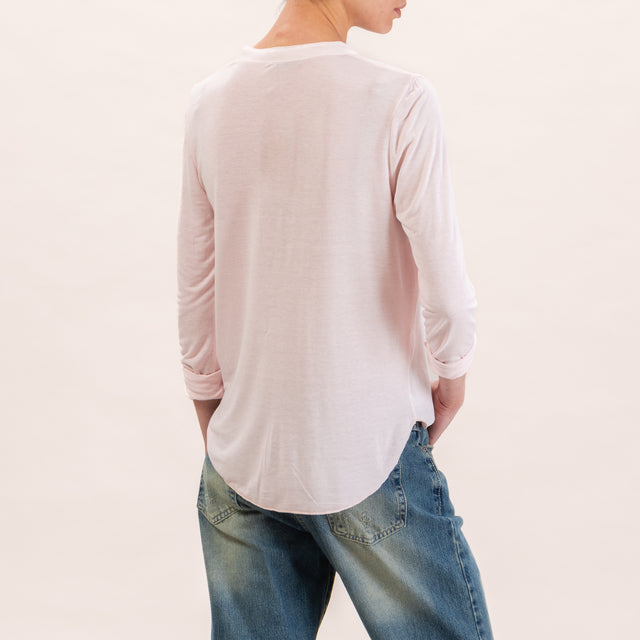 Zeroassoluto-Camicia chester doppio tessuto - cipria