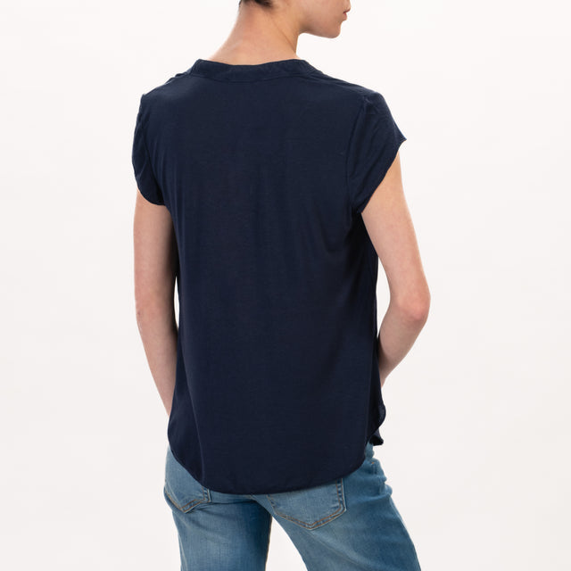 Zeroassoluto-Camicia chester mezza manica - blu