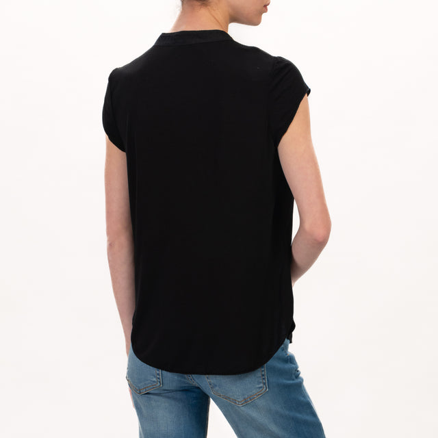 Zeroassoluto-Camicia chester mezza manica - nero