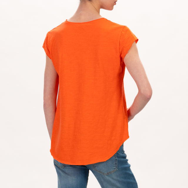 Zeroassoluto-T-shirt mezza manica taglio vivo - orange