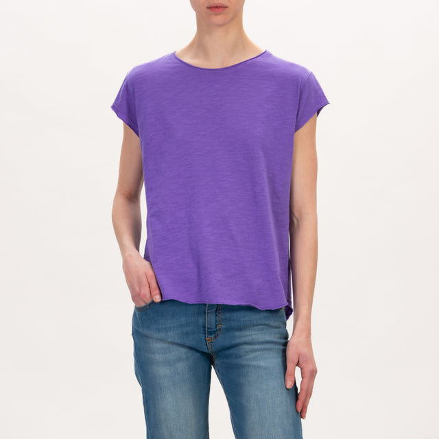 Zeroassoluto-T-shirt mezza manica taglio vivo - viola