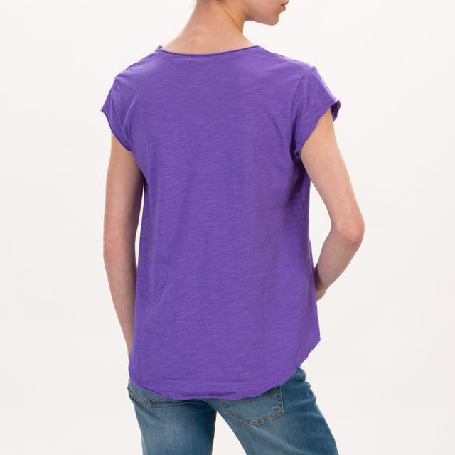 Zeroassoluto-T-shirt mezza manica taglio vivo - viola