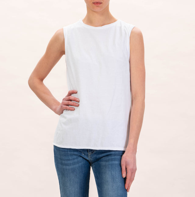 Zeroassoluto-T-shirt smanicata in cotone - Bianco