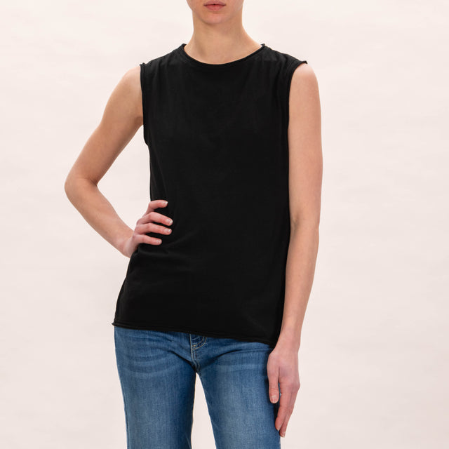 Zeroassoluto-T-shirt smanicata in cotone - Nero