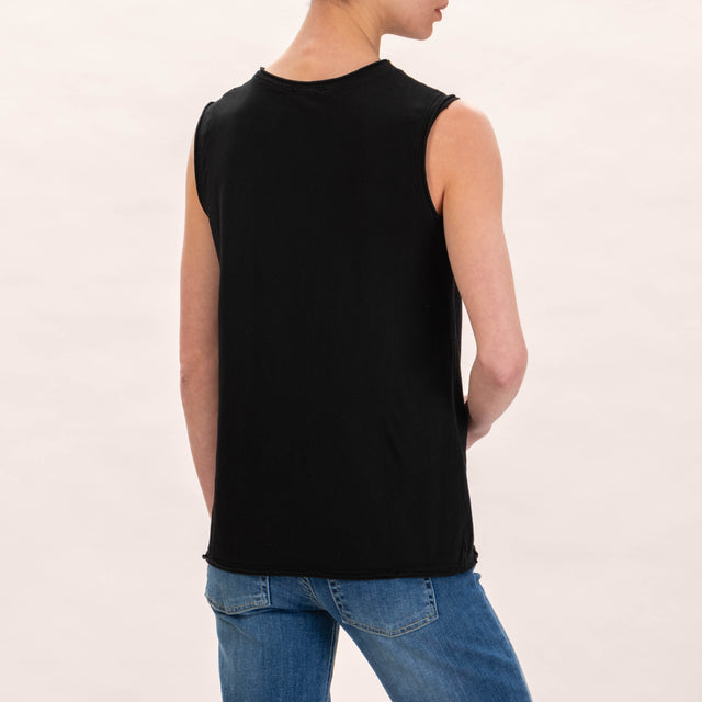 Zeroassoluto-T-shirt smanicata in cotone - Nero