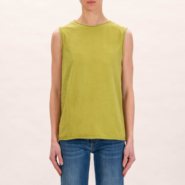 Zeroassoluto-T-shirt smanicata in cotone - oliva