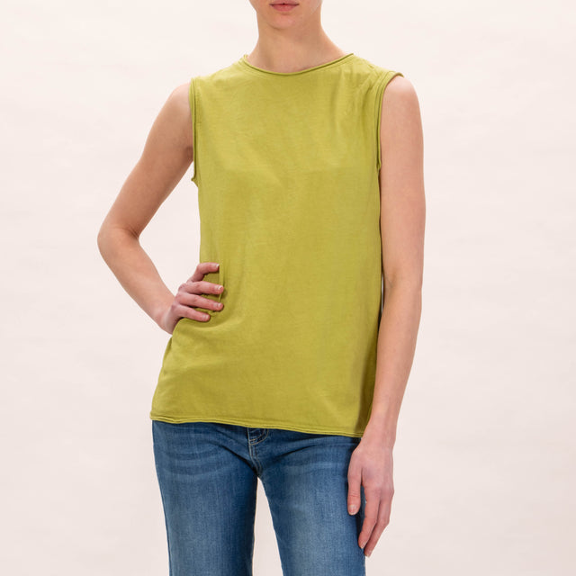 Zeroassoluto-T-shirt smanicata in cotone - oliva