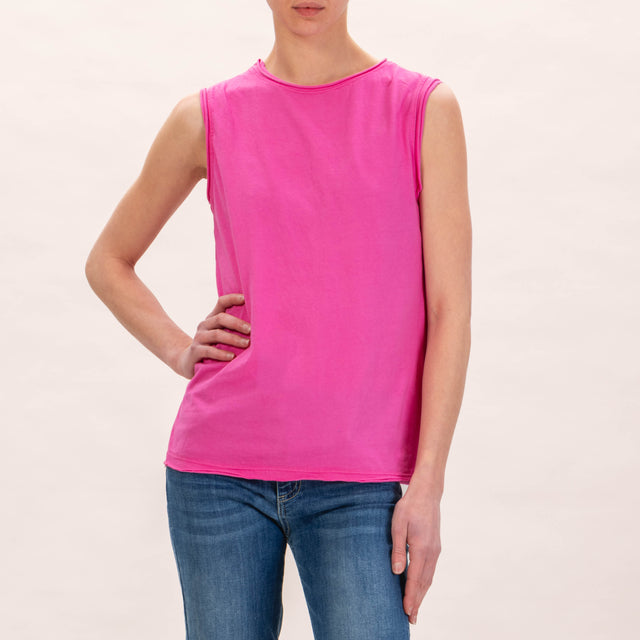Zeroassoluto-T-shirt smanicata in cotone - pink