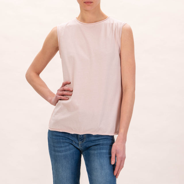 Zeroassoluto-T-shirt smanicata in cotone - rosa
