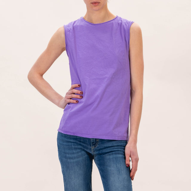 Zeroassoluto-T-shirt smanicata in cotone - viola