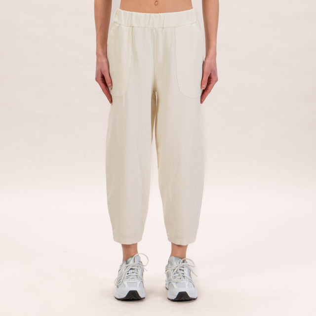 Zeroassoluto-Pantalone felpa leggera con elastico - burro