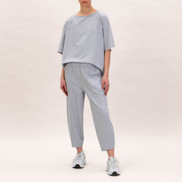 Zeroassoluto-Pantalone felpa leggera con elastico - grigio melange