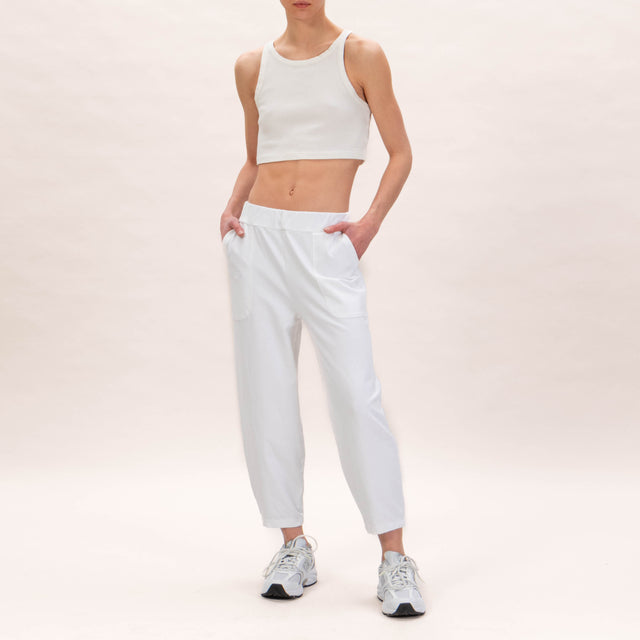 Zeroassoluto-Pantalone felpa leggera con elastico - latte