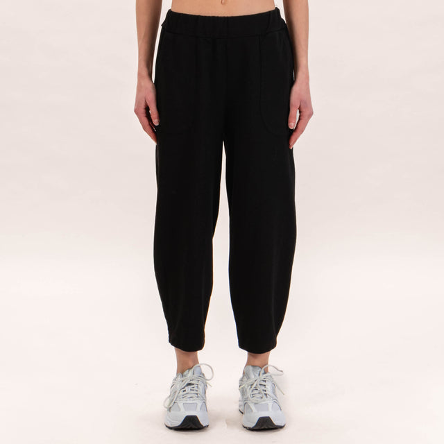 Zeroassoluto-Pantalone felpa leggera con elastico - nero