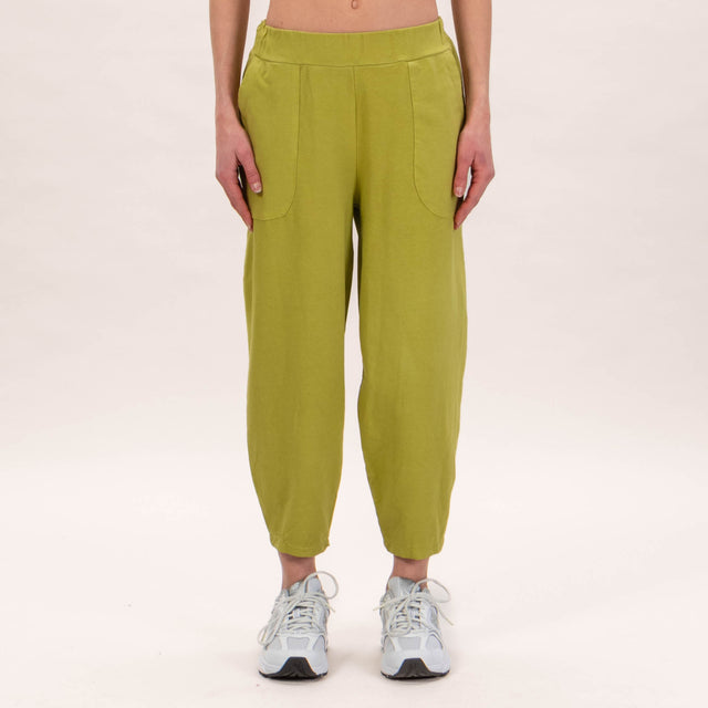 Zeroassoluto-Pantalone felpa leggera con elastico - oliva