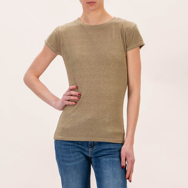 Zeroassoluto-T-shirt lurex - fango