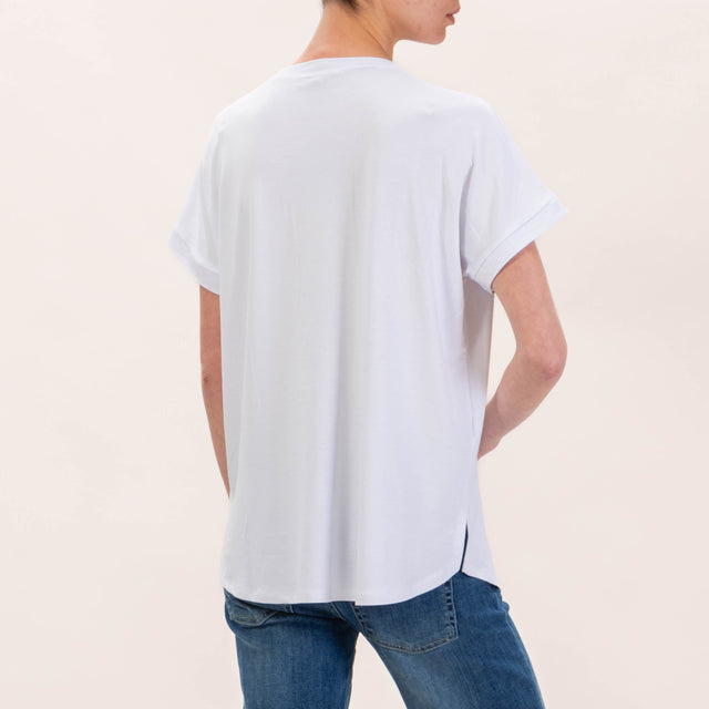 Zeroassoluto-T-shirt in jersey stondata - bianco