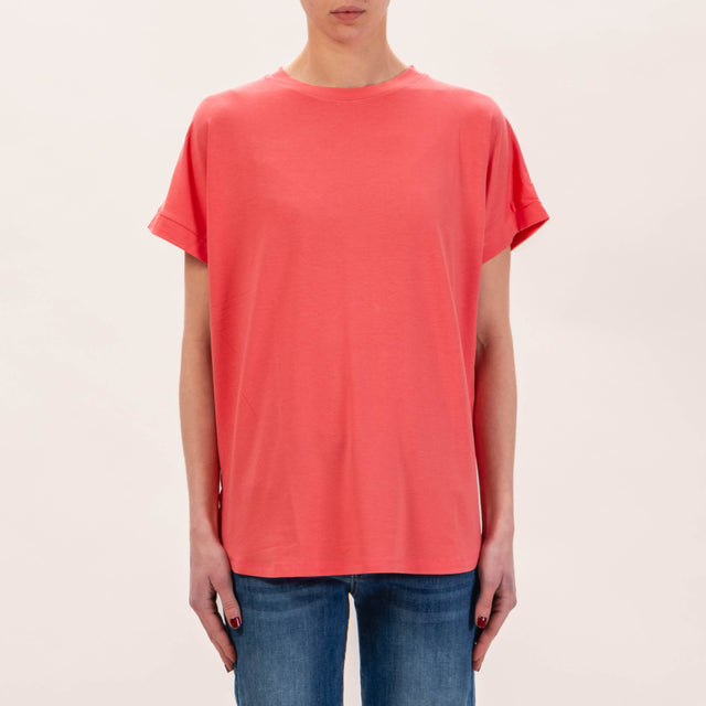 Zeroassoluto-T-shirt in jersey stondata - corallo