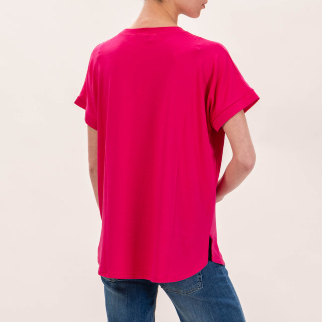Zeroassoluto-T-shirt in jersey stondata - fucsia