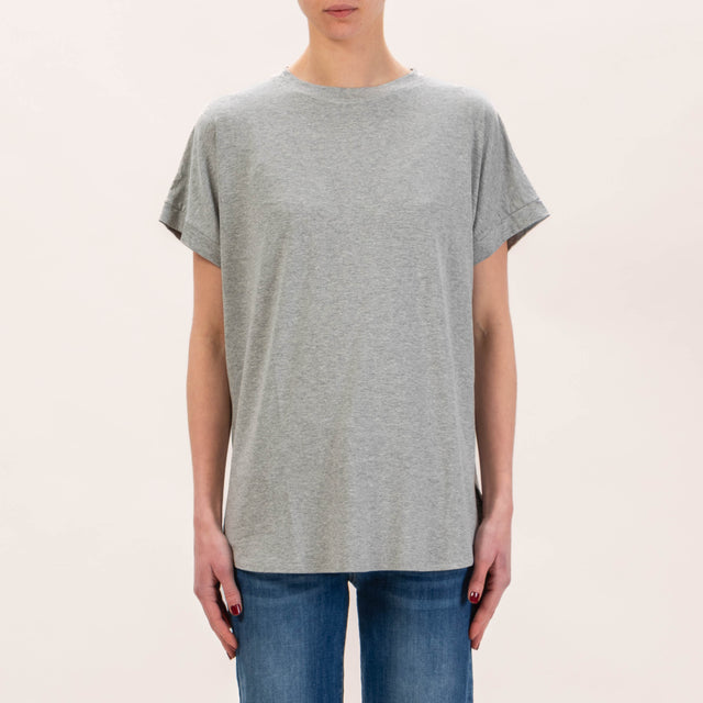 Zeroassoluto-T-shirt in jersey stondata - grigio melange