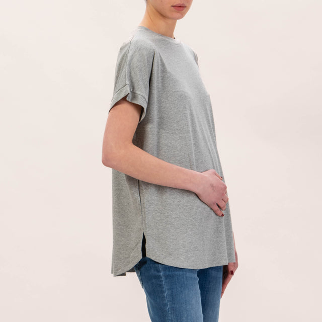 Zeroassoluto-T-shirt in jersey stondata - grigio melange