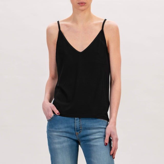 Top de ropa interior Zeroassoluto de jersey elástico, color negro