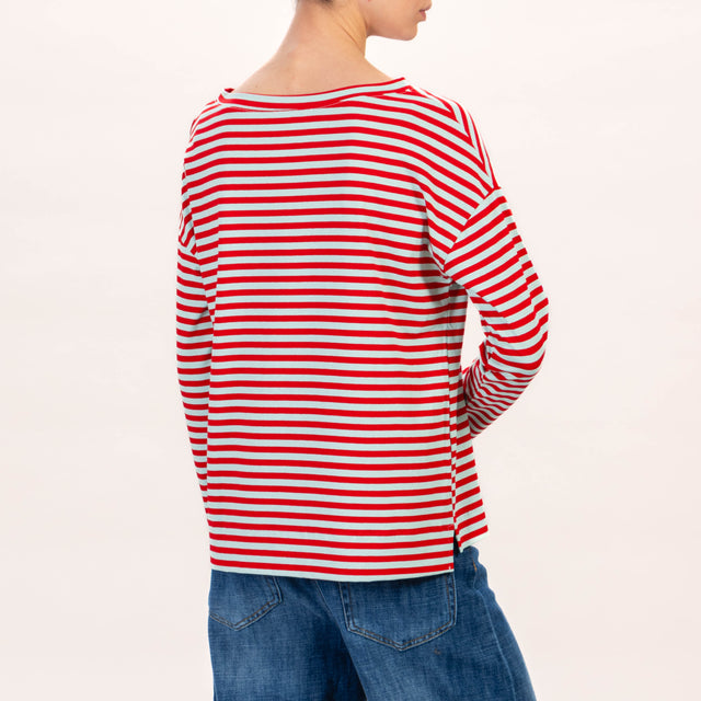 Zeroassoluto- T-shirt jersey scatola a righe - rosso/acqua